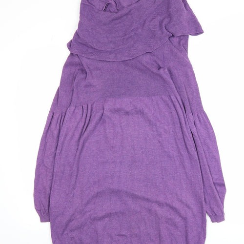 Marks and Spencer Women's Purple Cowl Neck Long Sleeve Tunic Jumper UK 12