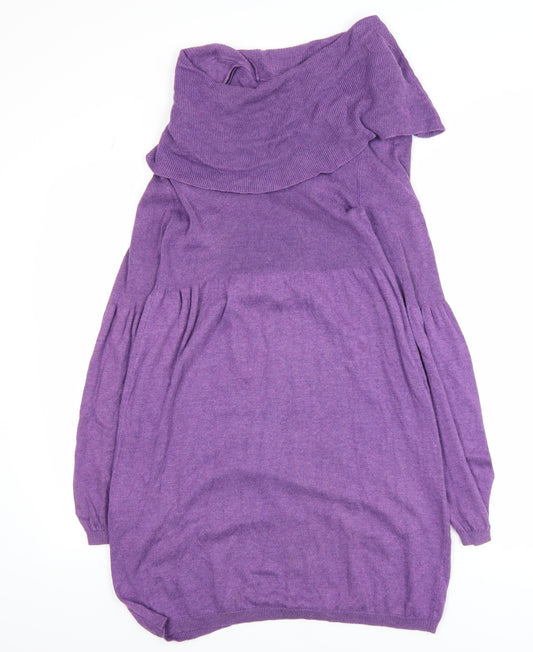 Marks and Spencer Women's Purple Cowl Neck Long Sleeve Tunic Jumper UK 12