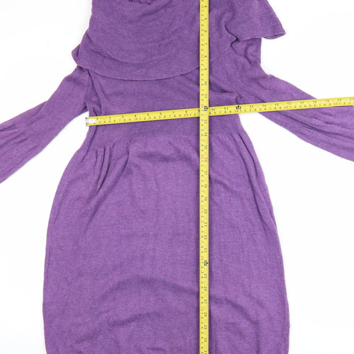 Marks and Spencer Women's Purple Cowl Neck Long Sleeve Tunic Jumper UK 12