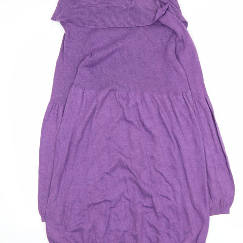 Marks and Spencer Women's Purple Cowl Neck Long Sleeve Tunic Jumper UK 12