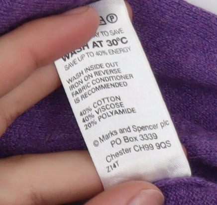 Marks and Spencer Women's Purple Cowl Neck Long Sleeve Tunic Jumper UK 12