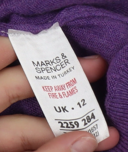 Marks and Spencer Women's Purple Cowl Neck Long Sleeve Tunic Jumper UK 12