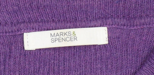Marks and Spencer Women's Purple Cowl Neck Long Sleeve Tunic Jumper UK 12