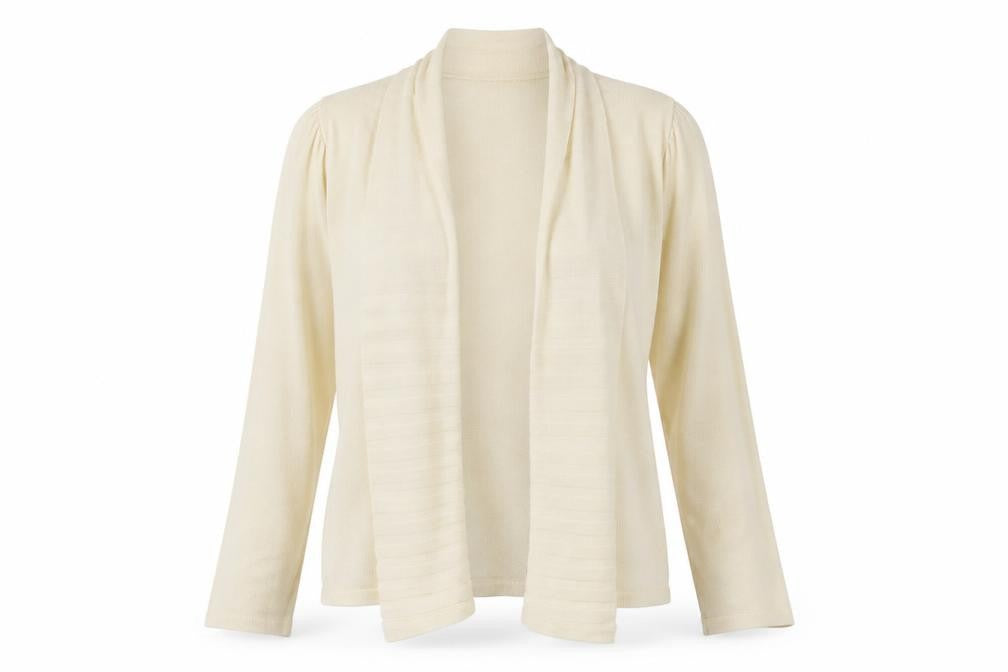 Front view of Marks & Spencer Women’s Ivory Knit Open Front Cardigan M