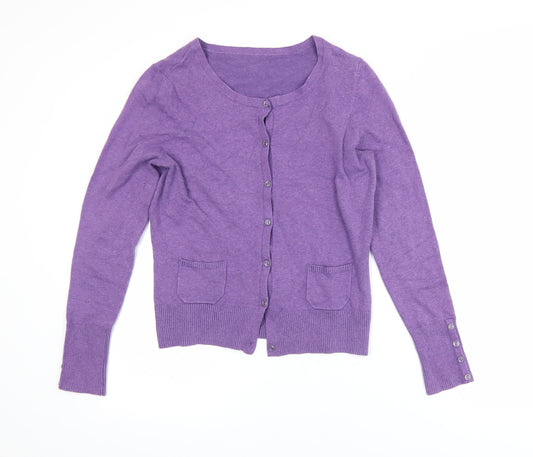 Debenhams Women’s Purple Cotton Blend Long Sleeve Cardigan Size 12