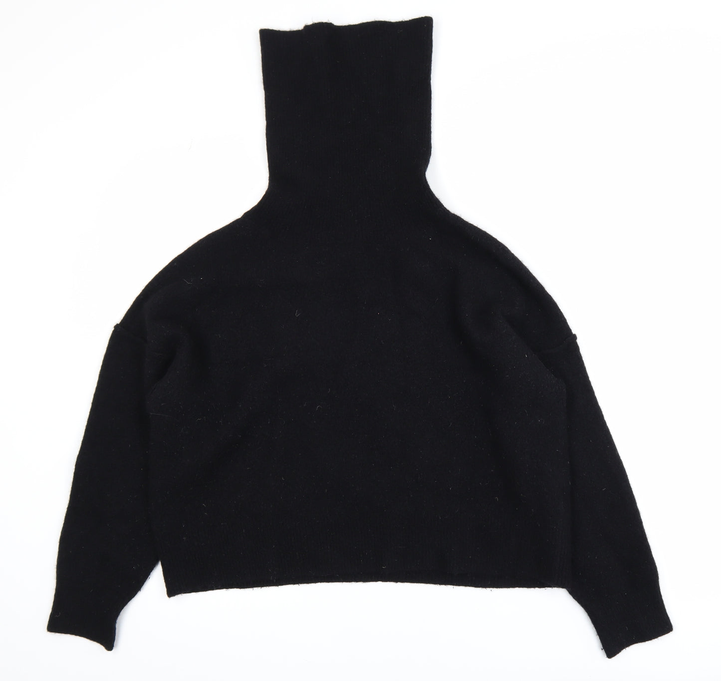 Hush Women's Black Roll Neck Wool Blend Knit Jumper Size M