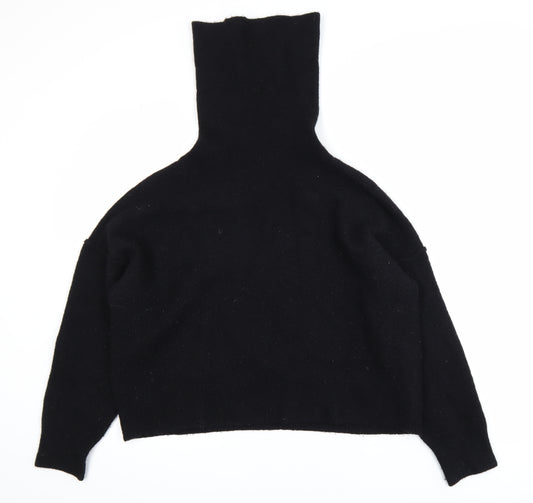 Hush Women's Black Roll Neck Wool Blend Knit Jumper Size M