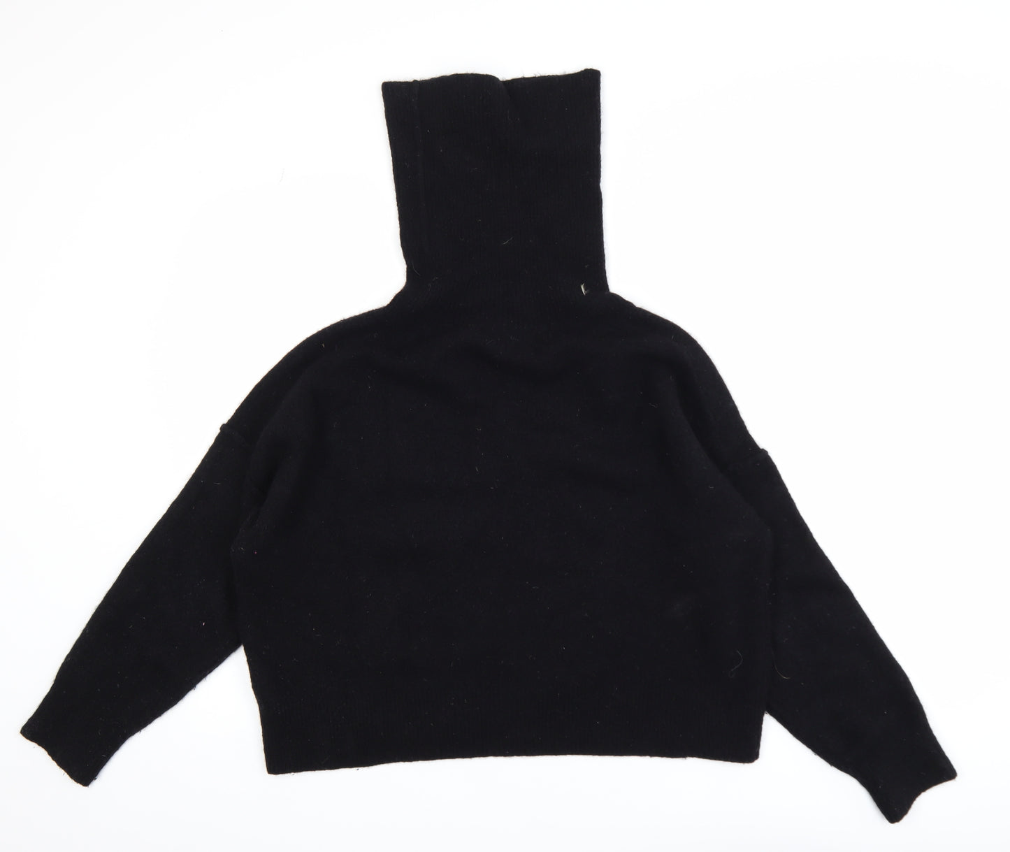 Hush Women's Black Roll Neck Wool Blend Knit Jumper Size M