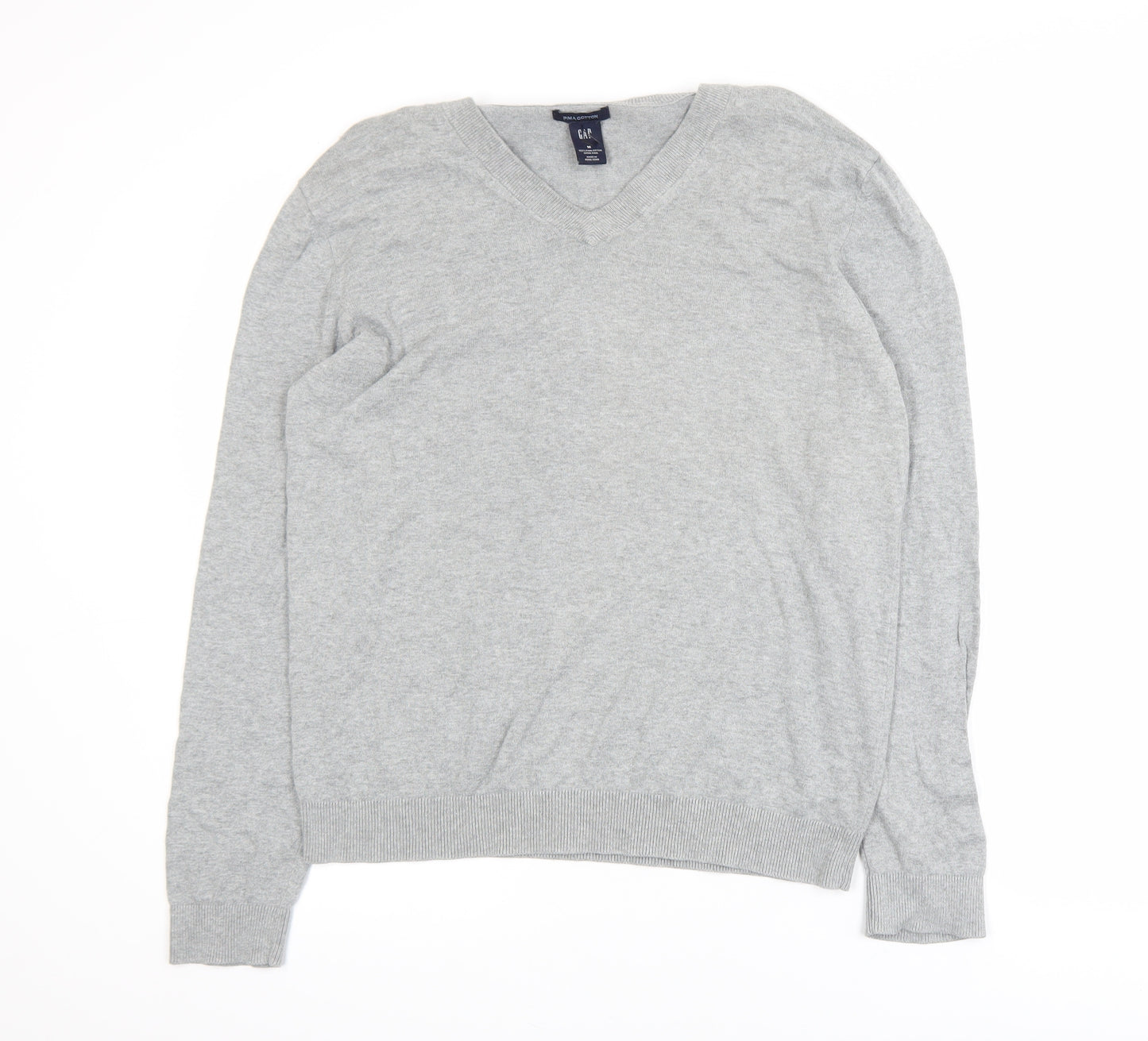 GAP Men’s Grey V-Neck Cotton Jumper Size M Lightweight Knit