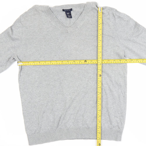 GAP Men’s Grey V-Neck Cotton Jumper Size M Lightweight Knit
