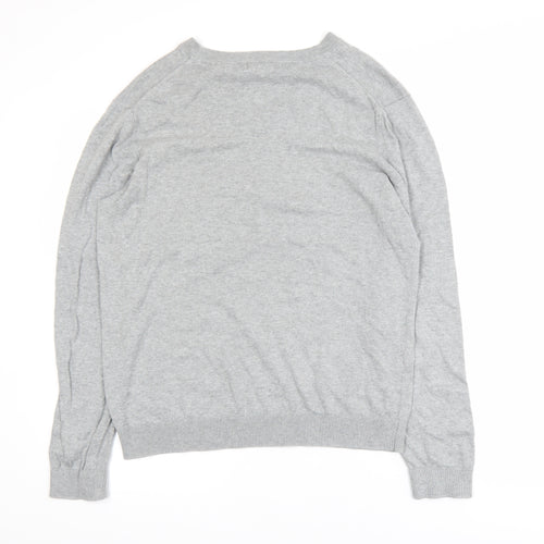 GAP Men’s Grey V-Neck Cotton Jumper Size M Lightweight Knit