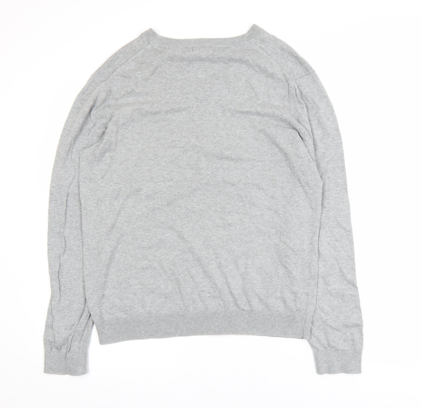 GAP Men’s Grey V-Neck Cotton Jumper Size M Lightweight Knit