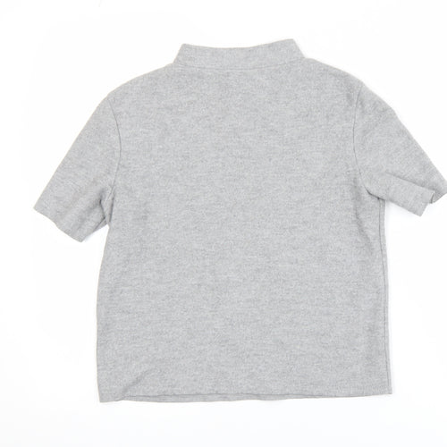Zara Women Grey Mock Neck Short Sleeve Jersey T-Shirt Size 8
