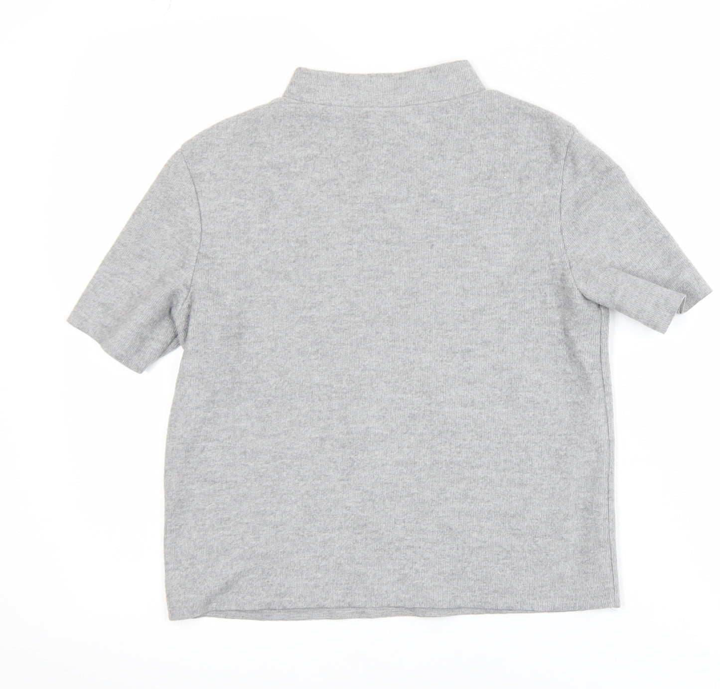 Zara Women Grey Mock Neck Short Sleeve Jersey T-Shirt Size 8