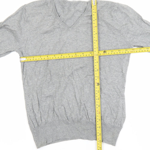 Woolovers Men’s Grey V-Neck Cotton Silk Jumper Size M