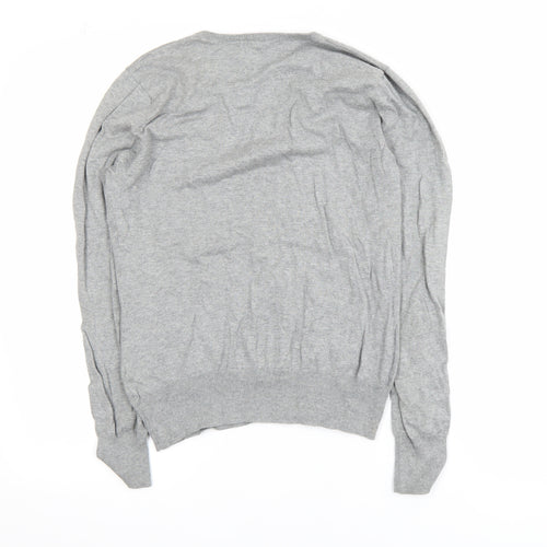 Woolovers Men’s Grey V-Neck Cotton Silk Jumper Size M