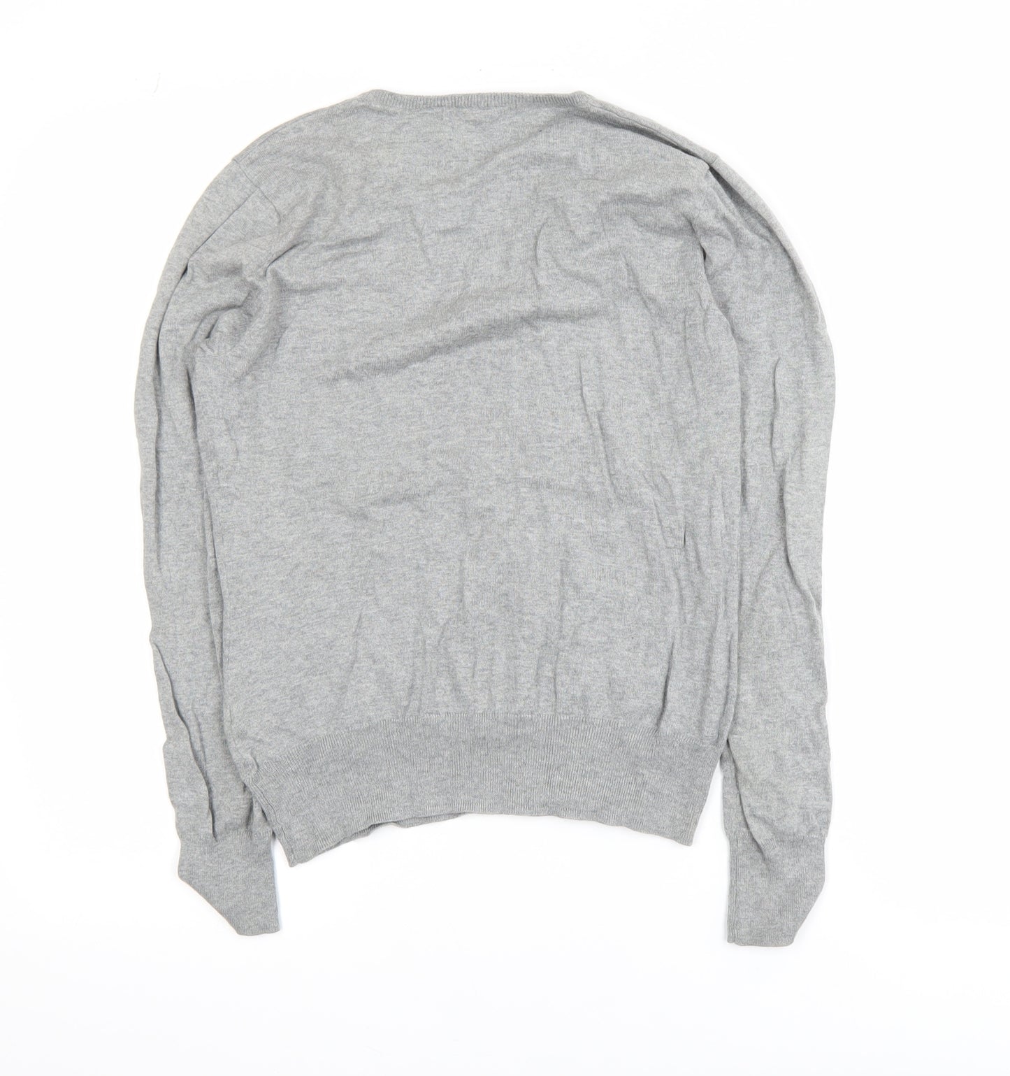 Woolovers Men’s Grey V-Neck Cotton Silk Jumper Size M
