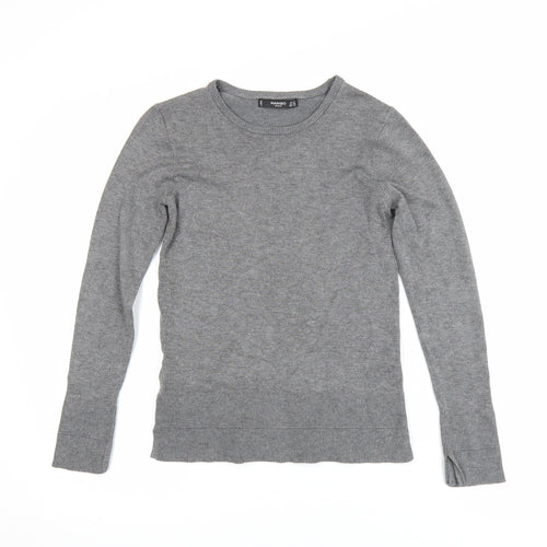 Mango Women Grey XS Pullover Jumper Long Sleeve Knit Viscose Blend