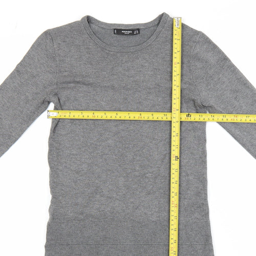 Mango Women Grey XS Pullover Jumper Long Sleeve Knit Viscose Blend