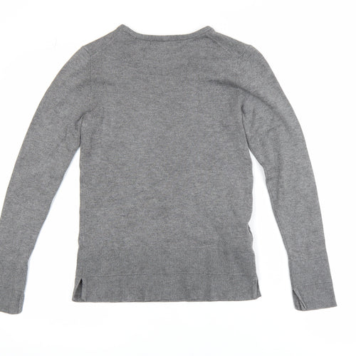 Mango Women Grey XS Pullover Jumper Long Sleeve Knit Viscose Blend
