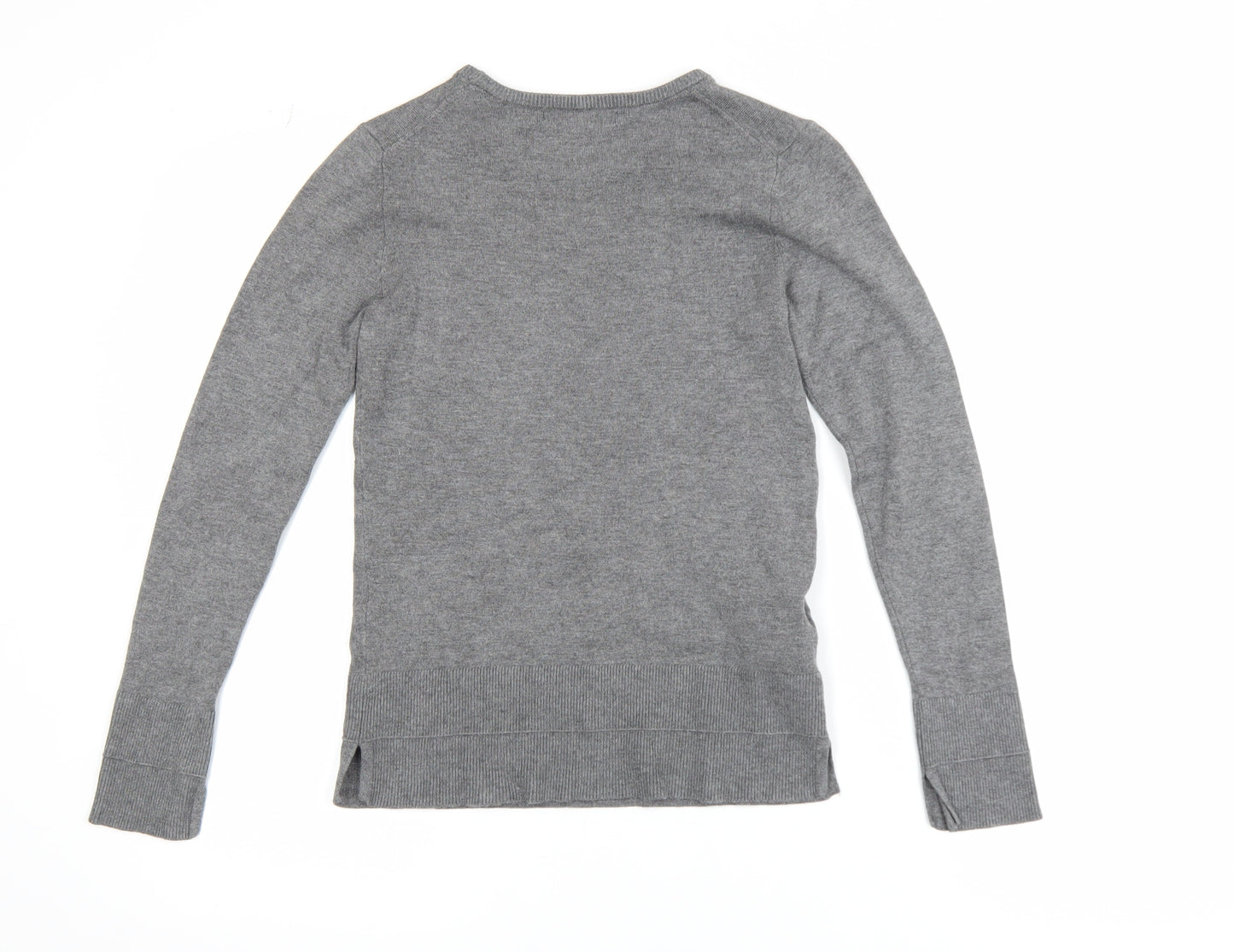 Mango Women Grey XS Pullover Jumper Long Sleeve Knit Viscose Blend