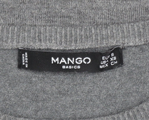 Mango Women Grey XS Pullover Jumper Long Sleeve Knit Viscose Blend