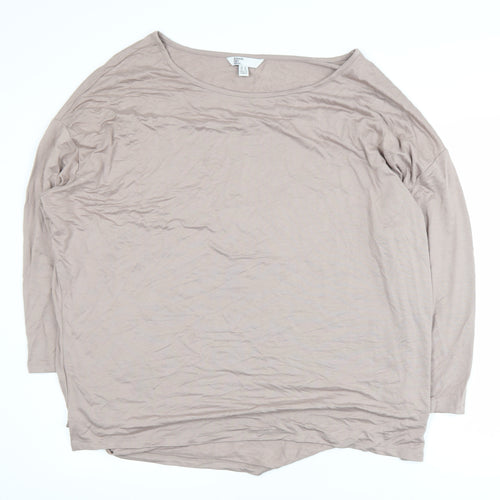 Friends Like These Women Beige Long Sleeve Basic Top UK 16 Viscose Blend