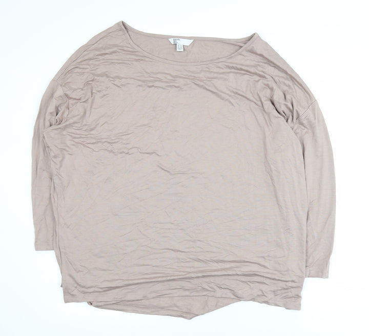 Friends Like These Women Beige Long Sleeve Basic Top UK 16 Viscose Blend