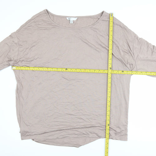 Friends Like These Women Beige Long Sleeve Basic Top UK 16 Viscose Blend