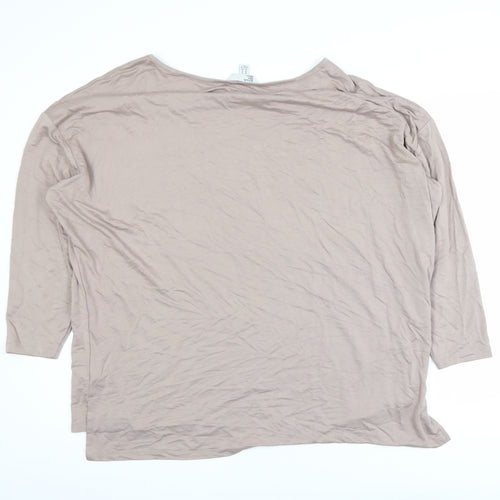 Friends Like These Women Beige Long Sleeve Basic Top UK 16 Viscose Blend