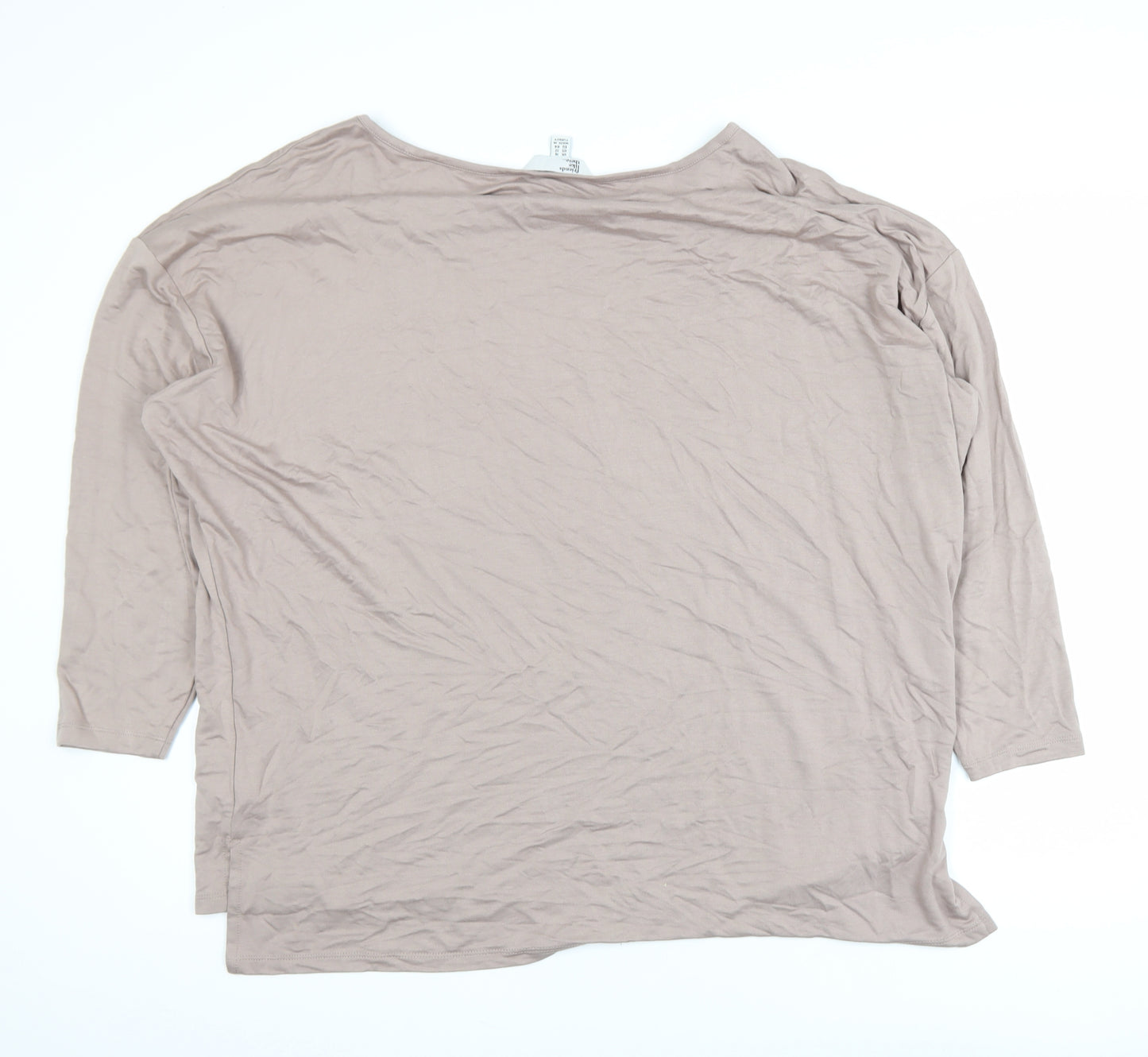 Friends Like These Women Beige Long Sleeve Basic Top UK 16 Viscose Blend