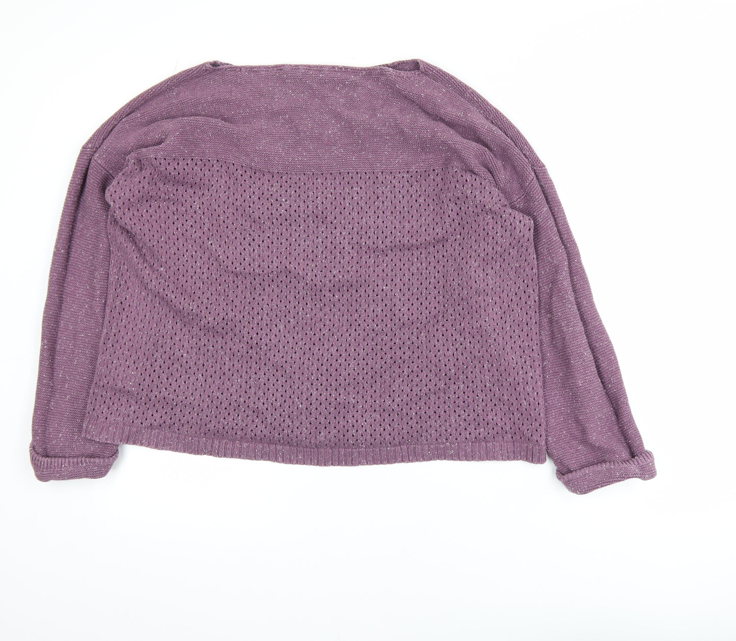 Fat Face Women's Purple Cotton Open-Knit Jumper Size 18