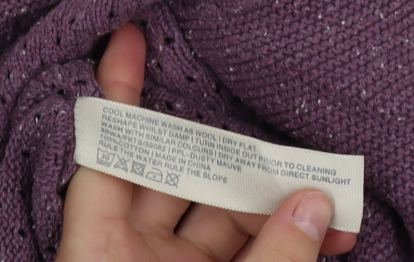Fat Face Women's Purple Cotton Open-Knit Jumper Size 18