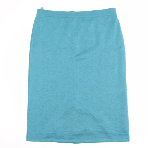 Grazia Women’s Blue Midi Wool Blend Pencil Skirt Size 18