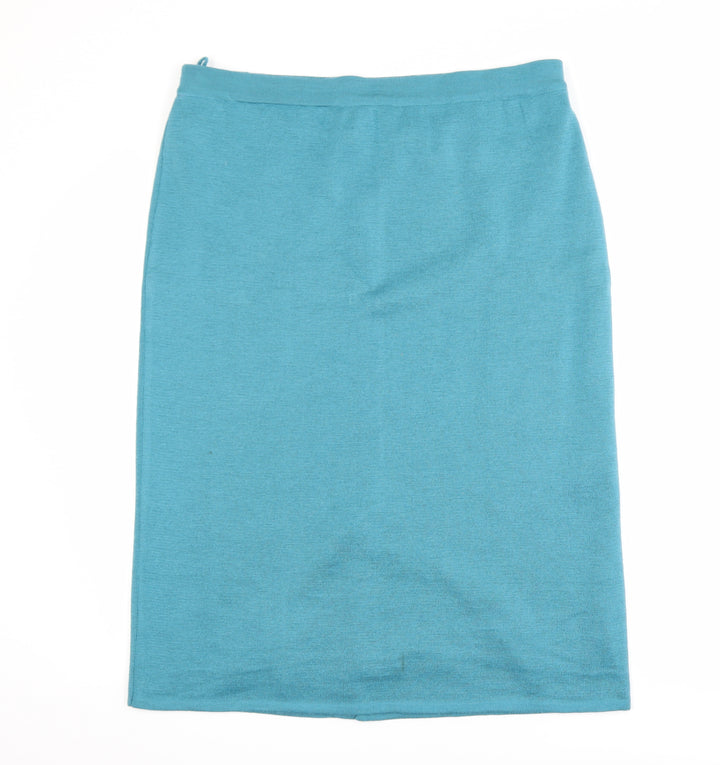 Grazia Women’s Blue Midi Wool Blend Pencil Skirt Size 18
