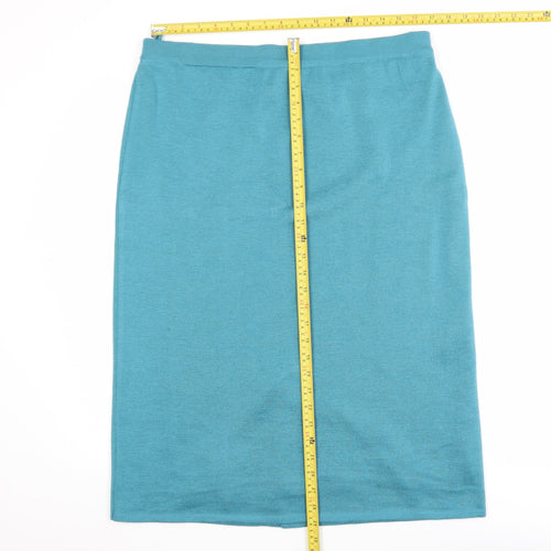 Grazia Women’s Blue Midi Wool Blend Pencil Skirt Size 18