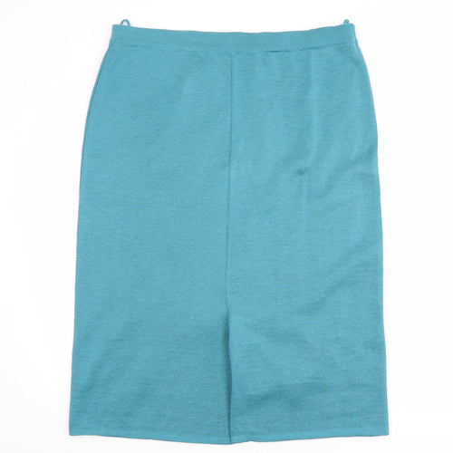 Grazia Women’s Blue Midi Wool Blend Pencil Skirt Size 18