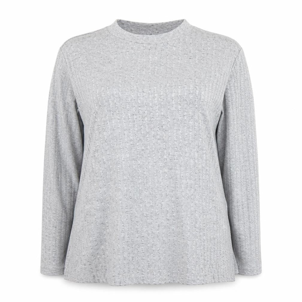 Front view of Marks & Spencer Women’s Grey Long Sleeve Waffle Knit jumper, size UK 22