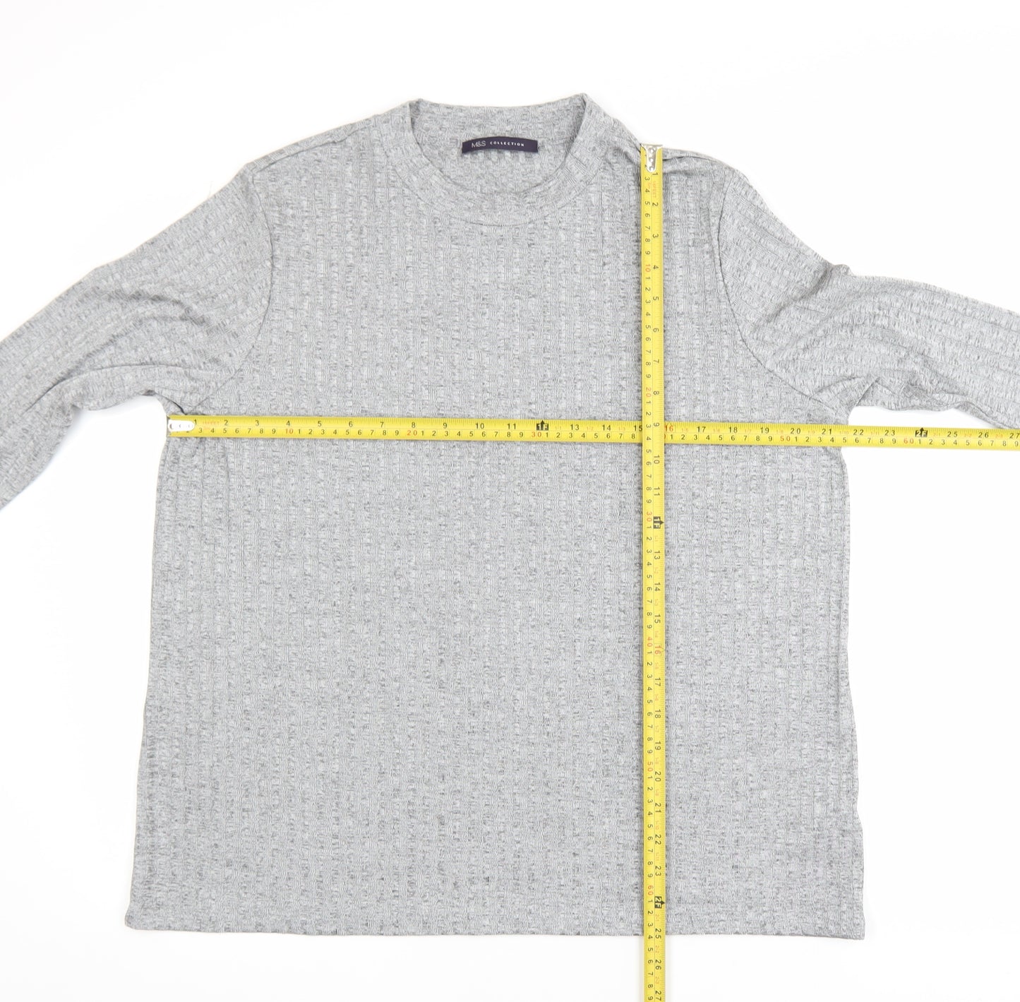 Marks and Spencer Women’s Grey Long Sleeve Waffle Knit Pullover Jumper Size 22