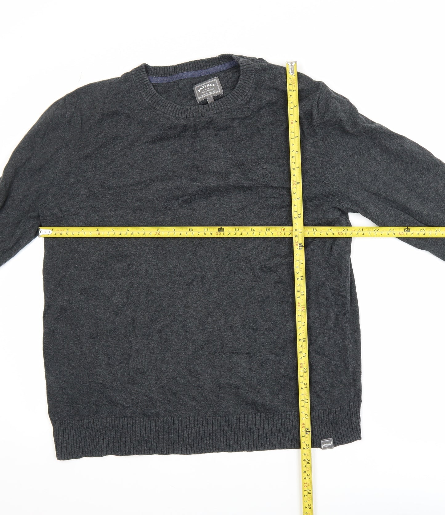 FatFace Men’s Grey Cotton Cashmere Crew Neck Jumper Size L
