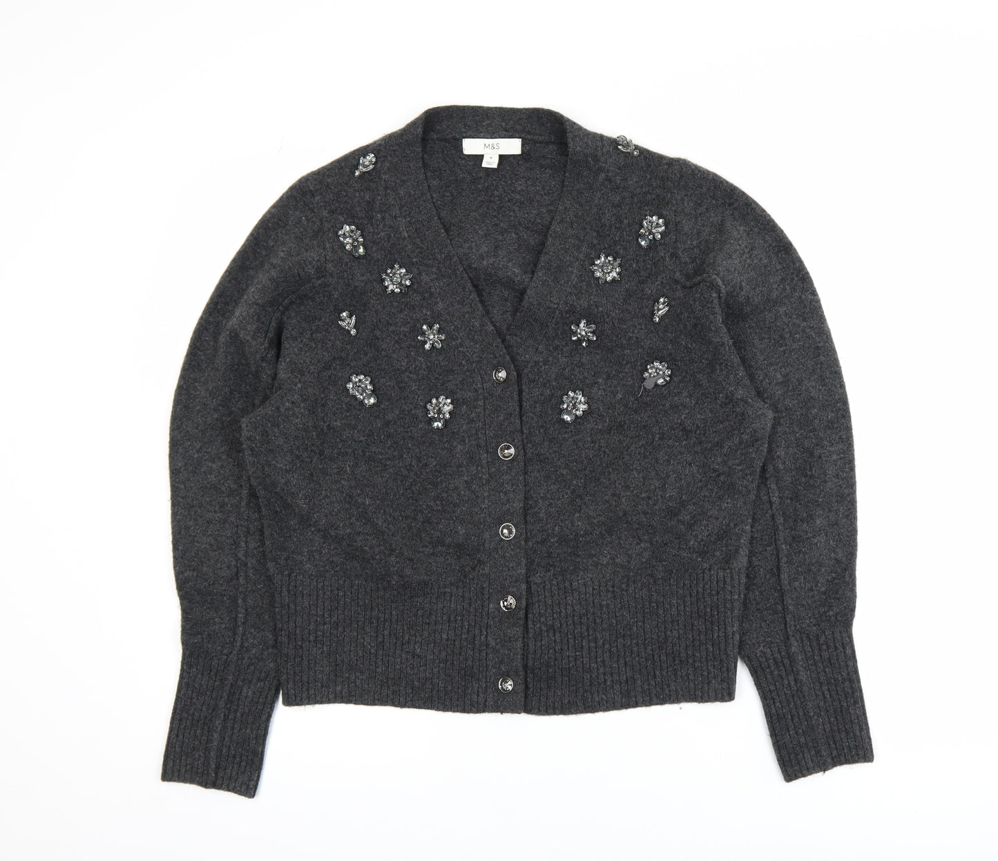 Marks and Spencer Women’s Grey Beaded Knit Cardigan Size M