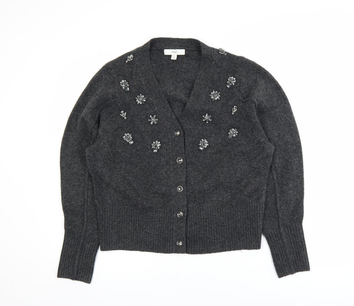 Marks and Spencer Women’s Grey Beaded Knit Cardigan Size M