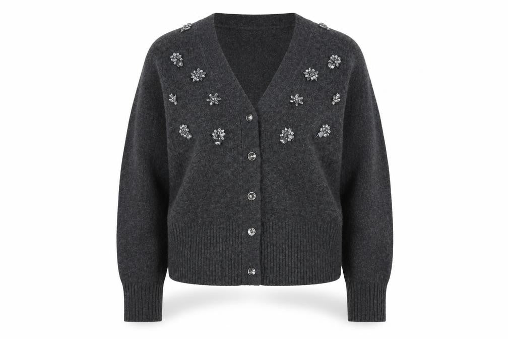 Marks and Spencer Women’s Grey Beaded Knit Cardigan Size M