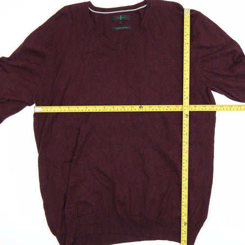 Jasper Conran Men's Brown Cotton V-Neck Jumper Size L