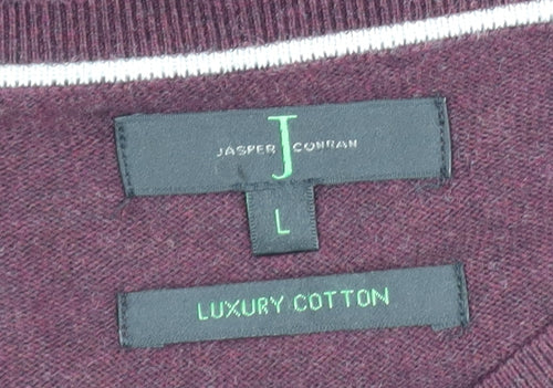 Jasper Conran Men's Brown Cotton V-Neck Jumper Size L