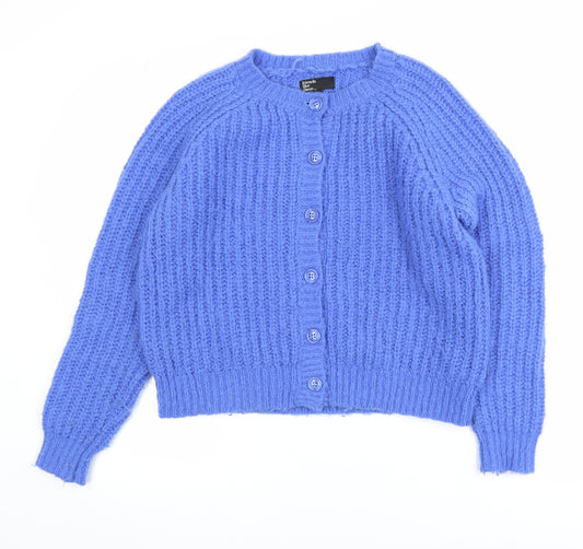 Friends Like These Women Blue Chunky-Knit Long Sleeve Cardigan UK 8