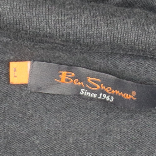 Ben Sherman Men's Grey Cotton V-Neck Pullover Jumper XL