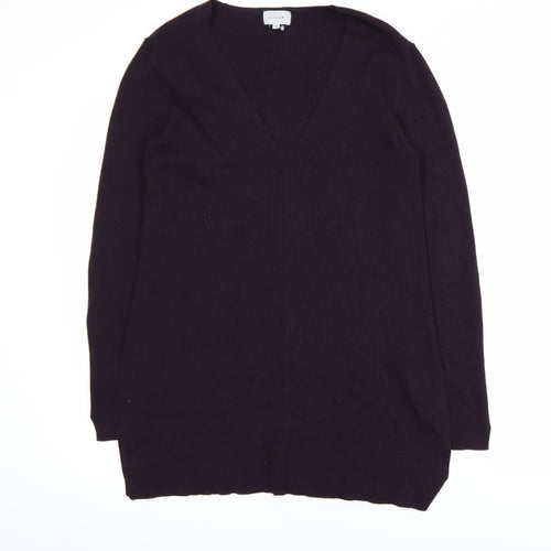 Jigsaw Women Purple V-Neck Long Sleeve Tunic Jumper M