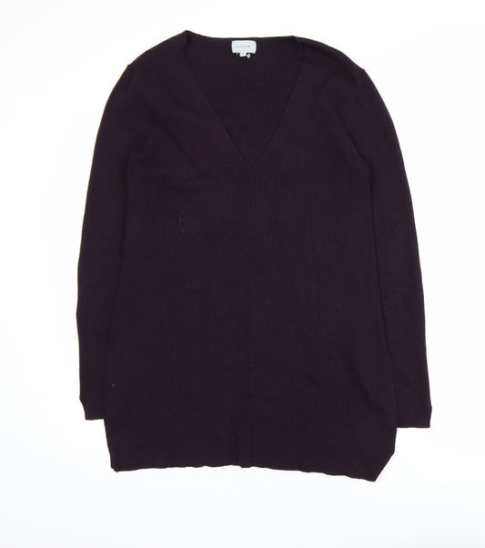 Jigsaw Women Purple V-Neck Long Sleeve Tunic Jumper M