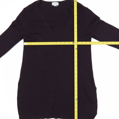 Jigsaw Women Purple V-Neck Long Sleeve Tunic Jumper M